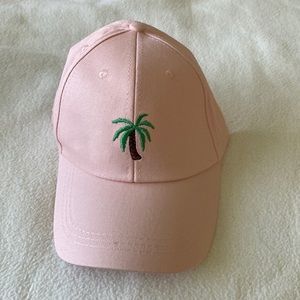 Brand new pink baseball cap with palm tree